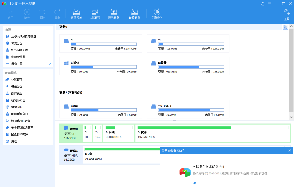 AOMEI分区助手技术员v9.12.0绿色便携版 | 听风博客网